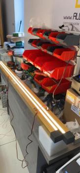Holzhandlauf Handlauf mit Led Beleuchtung Eiche 50x40mm lackiert Set nach Maß, Viele Farben